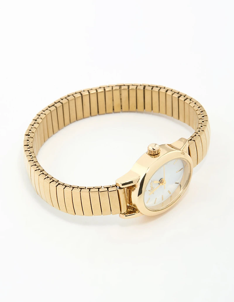 Gold Mini Oval Stretch Watch