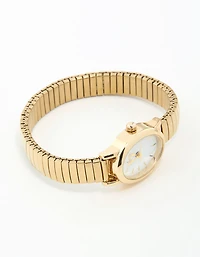 Gold Mini Oval Stretch Watch