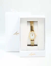 Gold Mini Oval Stretch Watch