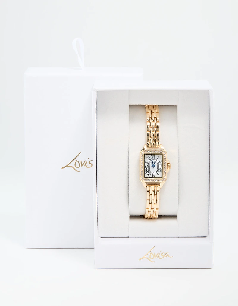 Mini montre rectangulaire Mini Diamante en or