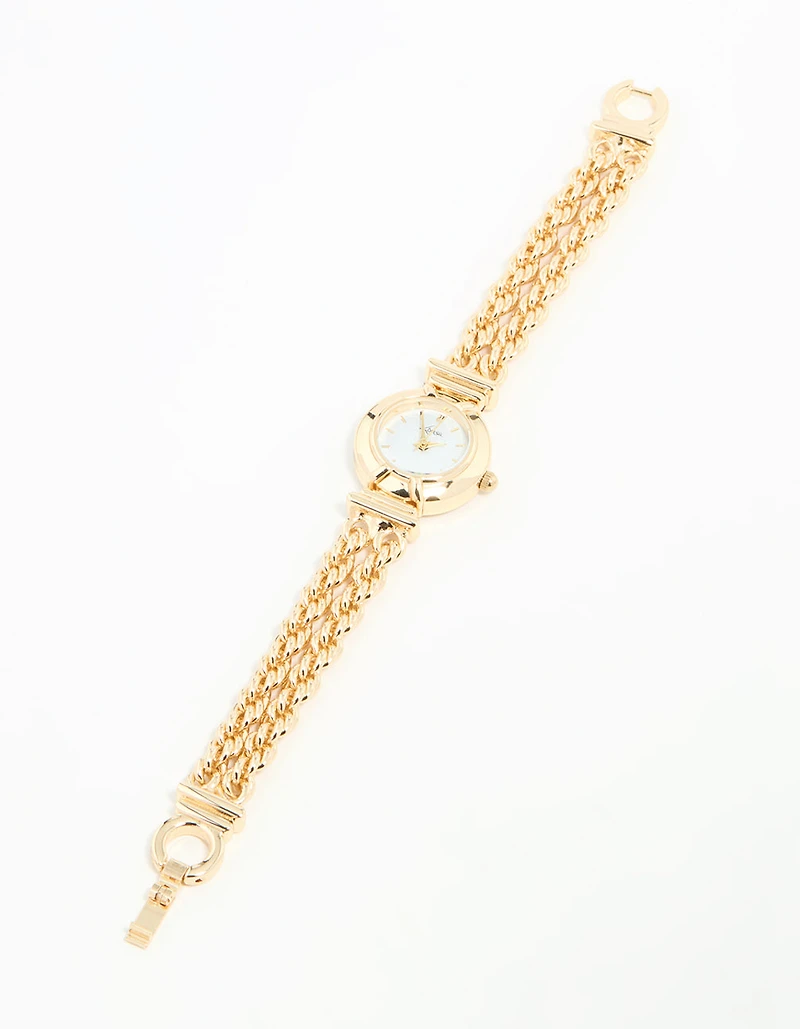 Gold Round Chain Watch Bracelet