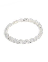 Silver Cubic Zirconia Navette Tennis Bracelet