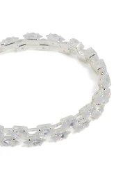 Silver Cubic Zirconia Navette Tennis Bracelet