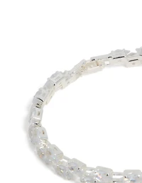 Silver Cubic Zirconia Navette Tennis Bracelet
