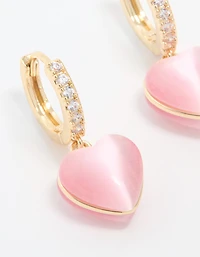Gold Plated Cubic Zirconia Heart Hoop Earrings