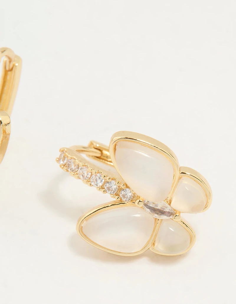 Gold Plated Cubic Zirconia Butterfly Huggie Earrings