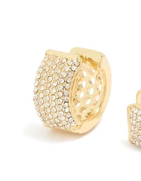 Boucles d’oreilles Huggie moyennes en pave diamant plaquées or