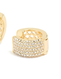 Boucles d’oreilles Huggie moyennes en pave diamant plaquées or