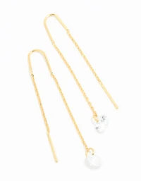 Gold Plated Cubic Zirconia Thread Through Earrings