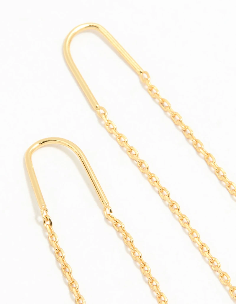 Gold Plated Cubic Zirconia Thread Through Earrings