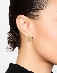 Gold Plated Cubic Zirconia Heart Drop Earrings
