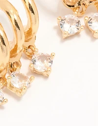 Gold Plated Cubic Zirconia Trio Hoop Earrings