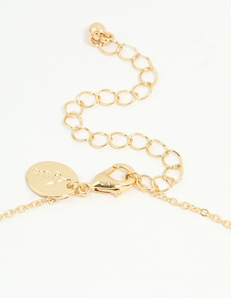 Gold Plated Cubic Zirconia Small Bow Pendant Necklace