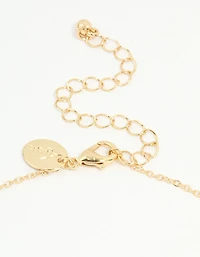 Gold Plated Cubic Zirconia Small Bow Pendant Necklace