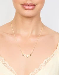 Gold Plated Cubic Zirconia Butterfly Pendant Necklace