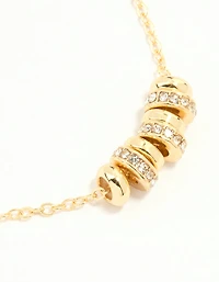 Gold Plated Cubic Zirconia Rondell Toggle Bracelet