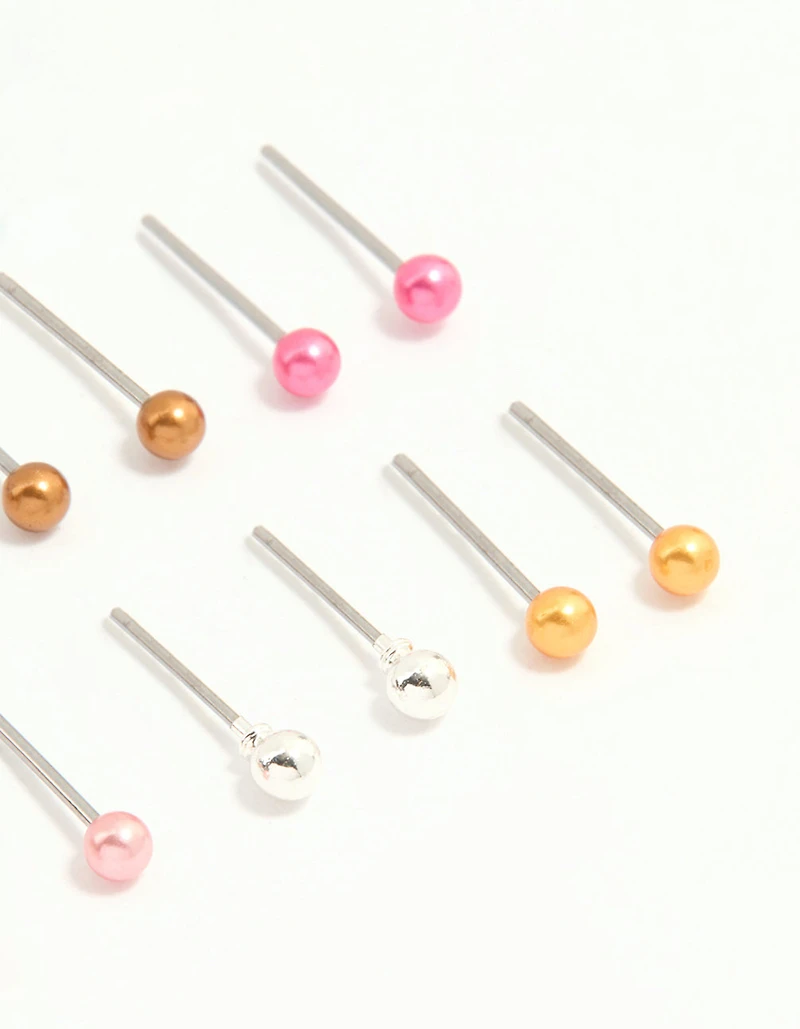 Silver Multicoloured Micro Stud Earrings 12-Pack