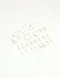 Silver Celestial Hoop & Stud Earrings 12-Pack