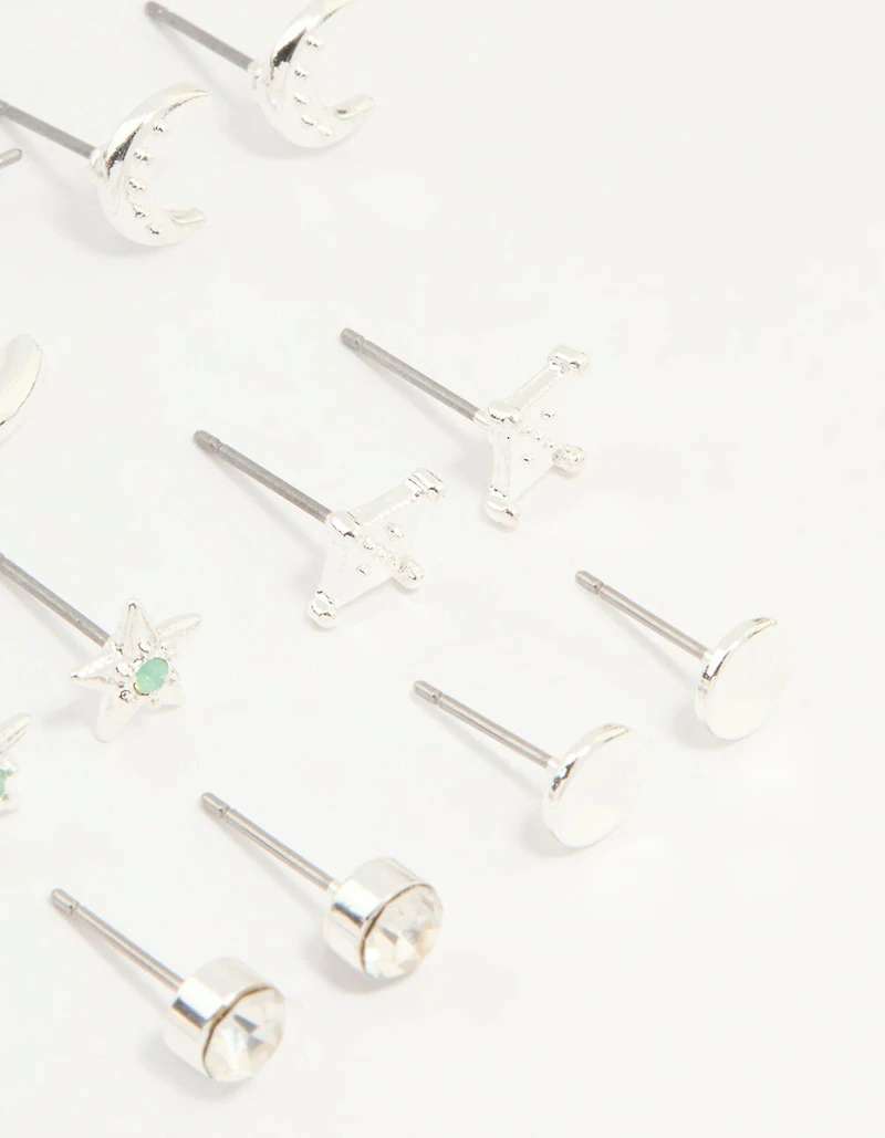 Silver Celestial Hoop & Stud Earrings 12-Pack