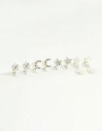 Silver Star & Moon Clip-On Earrings 4-Pack