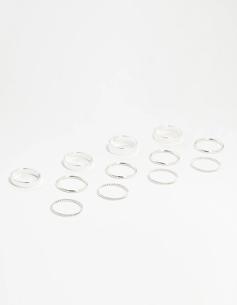 Silver Thick Simple Stacking Rings 12-Pack