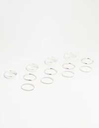 Silver Thick Simple Stacking Rings 12-Pack