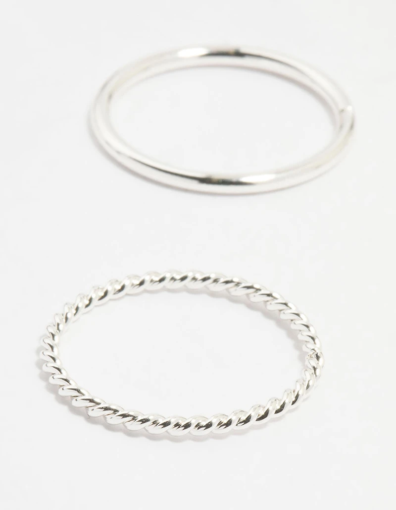 Silver Thick Simple Stacking Rings 12-Pack