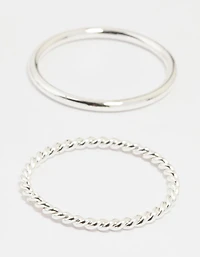 Silver Thick Simple Stacking Rings 12-Pack