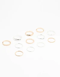 Mixed Metal Textured Spiral Stacking Rings 12-Pack