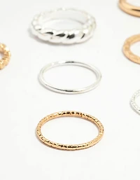 Mixed Metal Textured Spiral Stacking Rings 12-Pack
