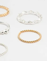 Mixed Metal Textured Spiral Stacking Rings 12-Pack