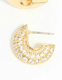 Gold Plated Cubic Zirconia Mini Hoop Earrings