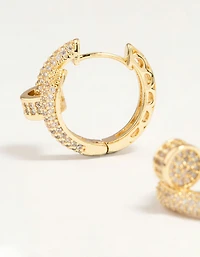 Gold Plated Diamante Nail Hoop Earrings