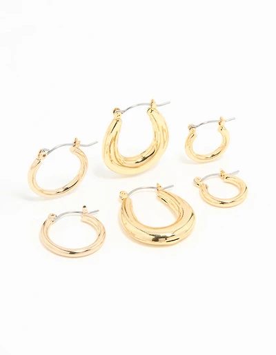 Gold Plated Oval Hoops 3-Pack
