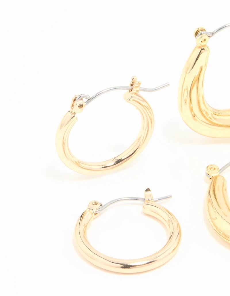 Gold Plated Oval Hoops 3-Pack
