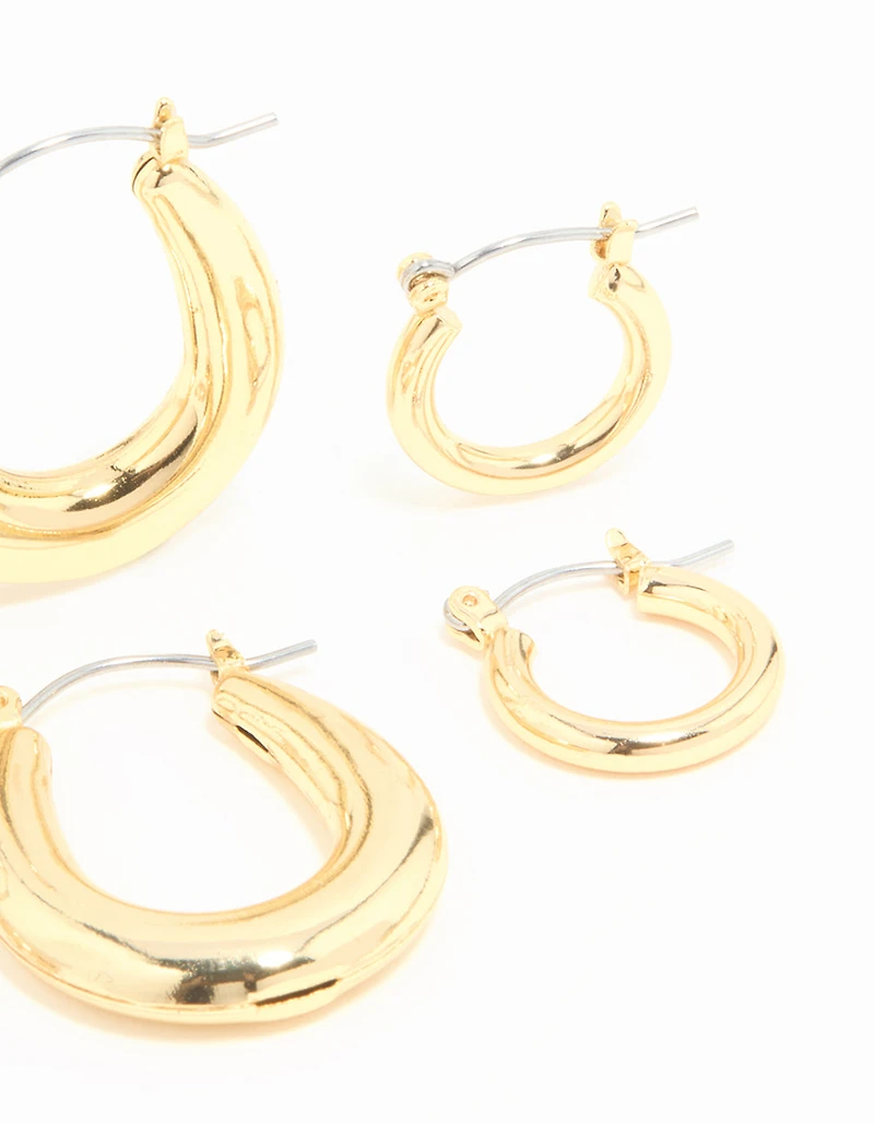Gold Plated Oval Hoops 3-Pack