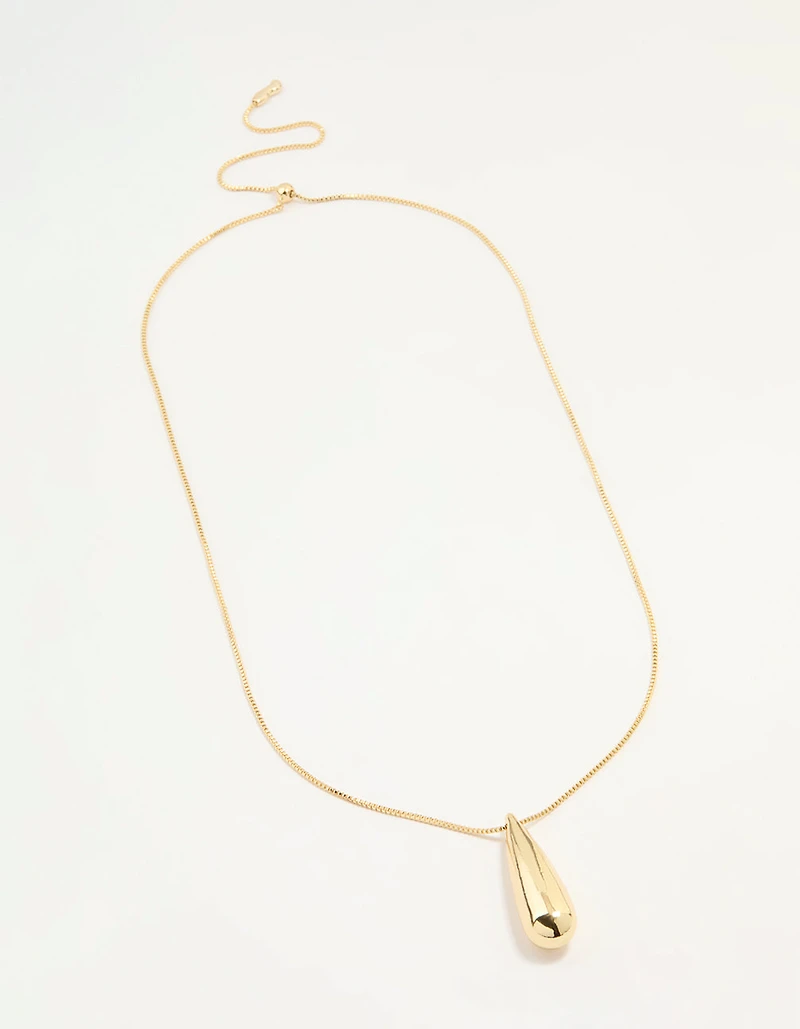 Gold Plated Teardrop Pendant Necklace