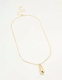 Gold Plated Teardrop Pendant Necklace