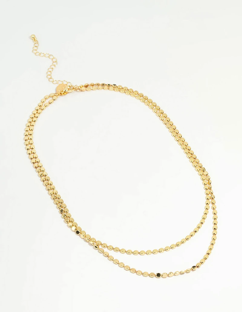Gold Plated Disc Chain Layered Necklace