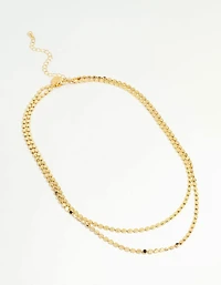 Gold Plated Disc Chain Layered Necklace
