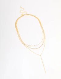 Gold Plated Tennis Chain Layered Y-Necklace