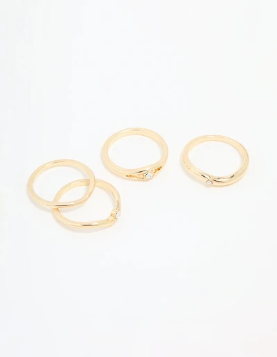 Gold Plated Organic Wave Stacking Rings 4-Pack