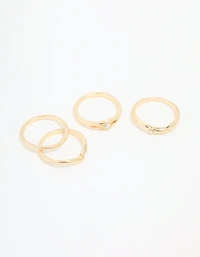 Gold Plated Organic Wave Stacking Rings 4-Pack