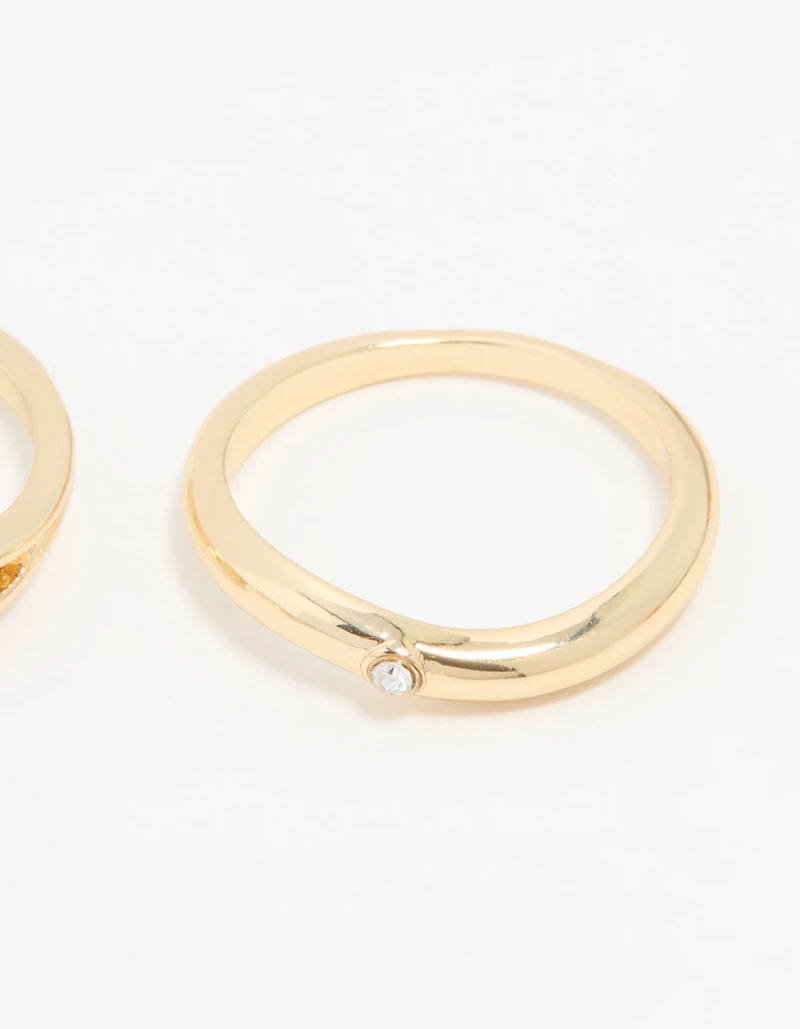 Gold Plated Organic Wave Stacking Rings 4-Pack
