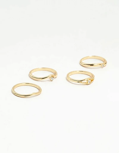 Gold Plated Organic Wave Stacking Rings 4-Pack