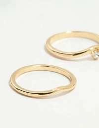 Gold Plated Organic Wave Stacking Rings 4-Pack