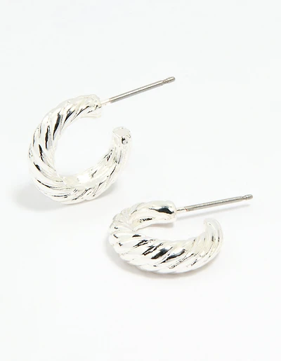Silver Crescent Hoop Earrings