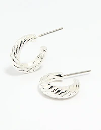 Silver Crescent Hoop Earrings