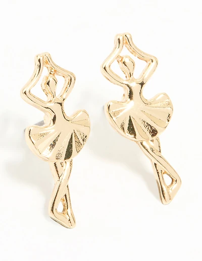 Gold Ballerina Stud Earrings