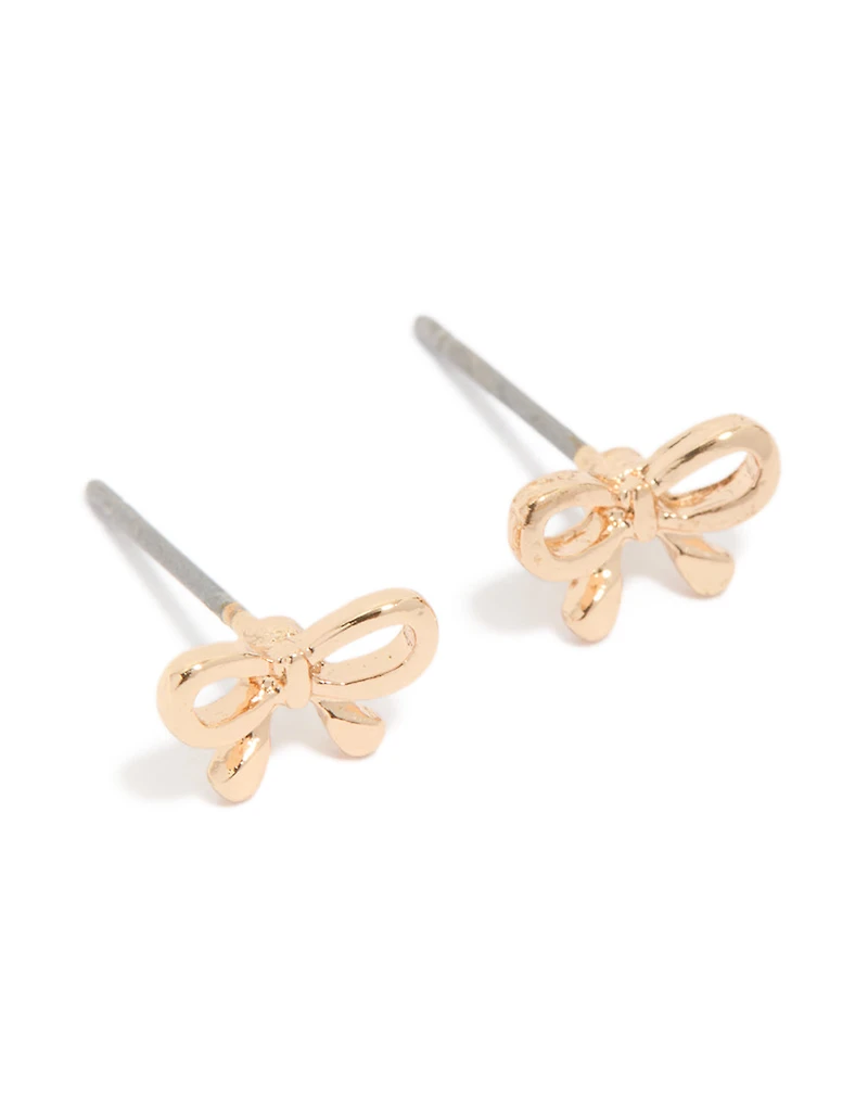 Gold Petite Bow Stud Earrings